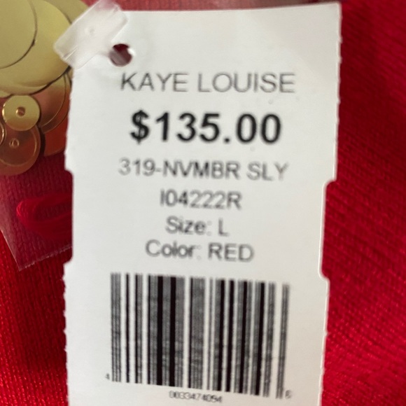 Berek Red Sweater Gold Beads Shawl Collar Fill Zip - Picture 10 of 11